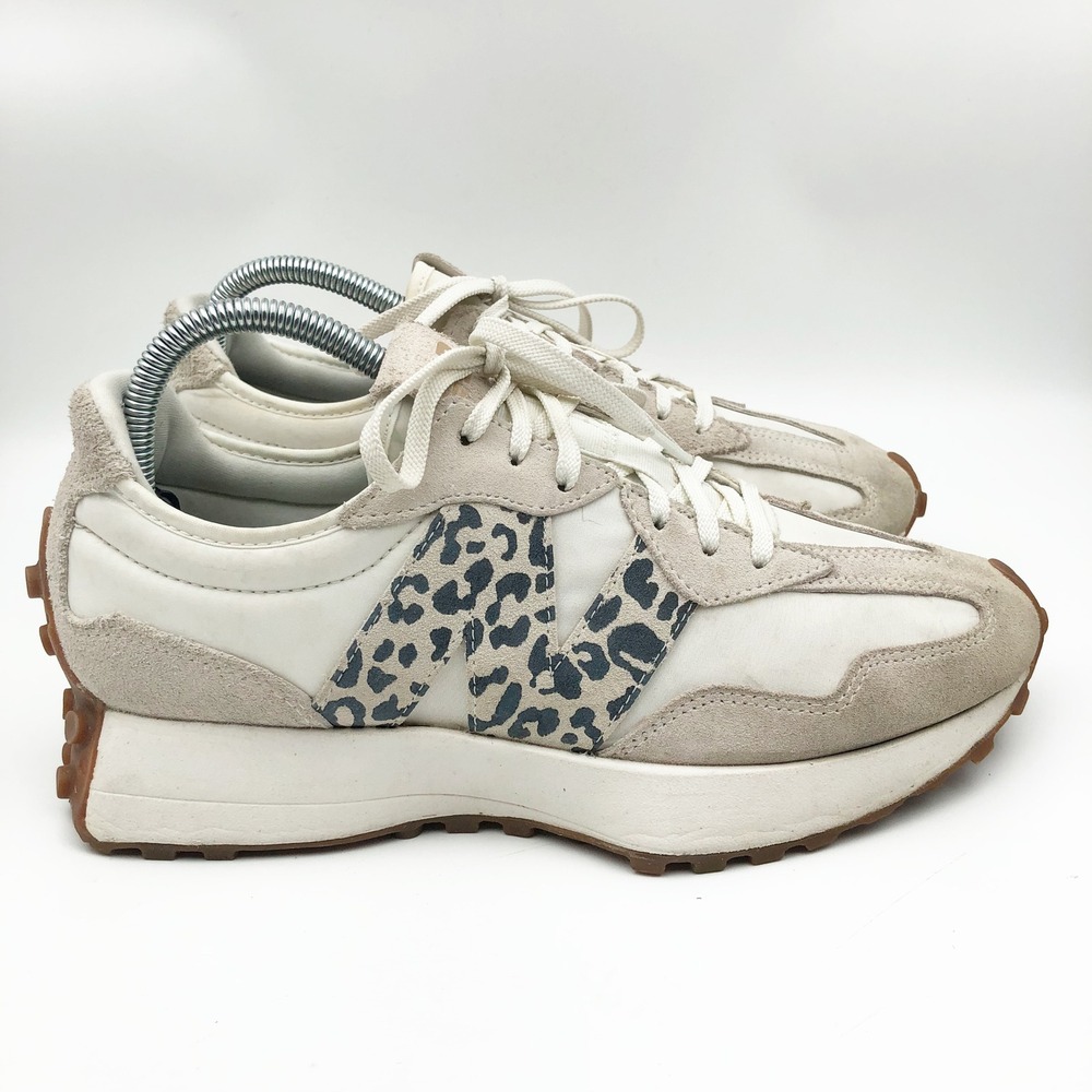 New Balance Shoes Womens 9 327 Moonbeam Leopard Sneakers White Tan Trainers - Picture 3 of 16